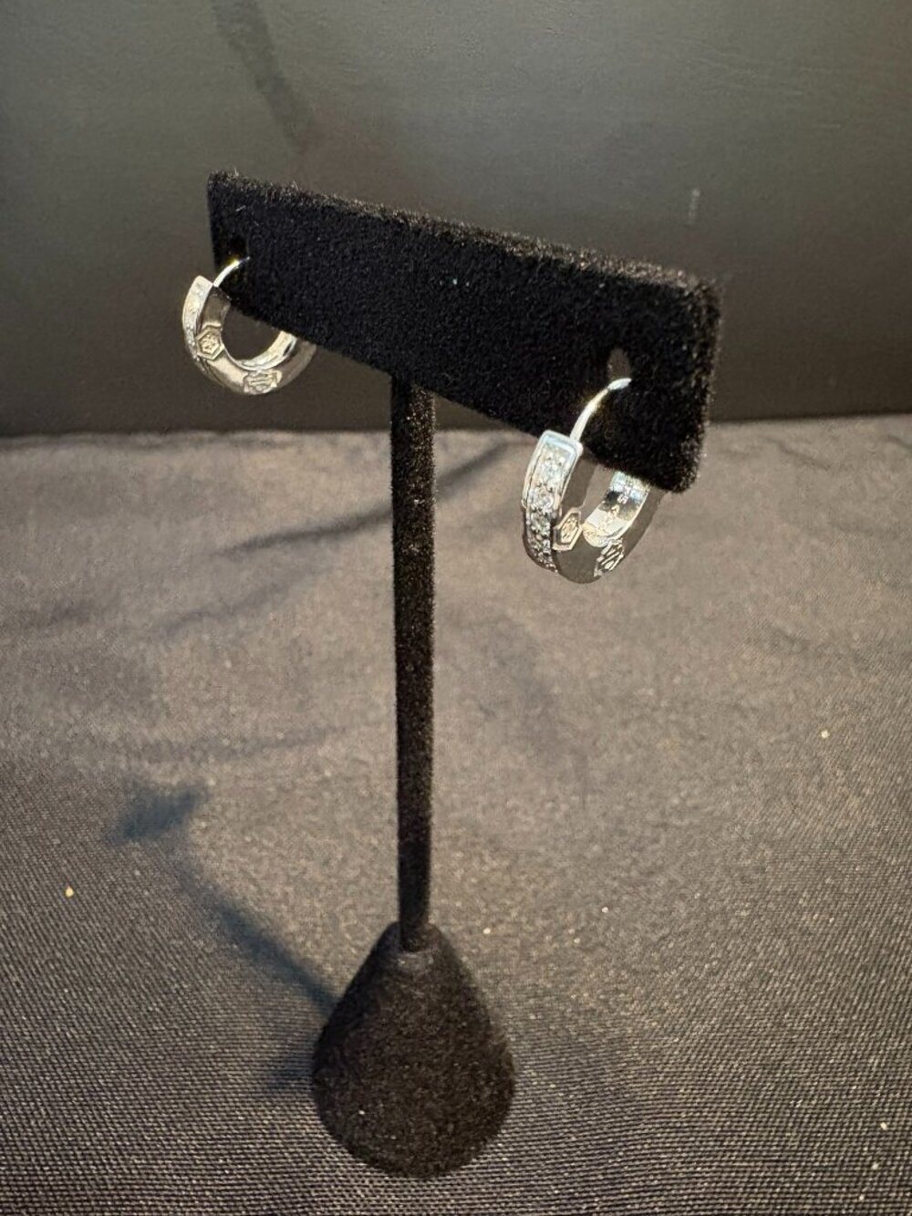 HARLEY DAVIDSON BAR & SHIELD CIRQUE HUGGIE BLING HOOP EARRINGS